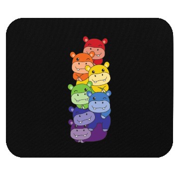 Discover Rainbow Flag Pride Lgbtq Cute Hippo Stack Mouse Pads