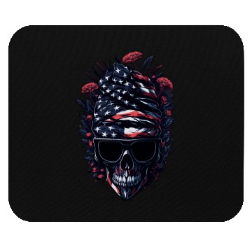 Discover Theblack skull patriotic USA Mouse Pads