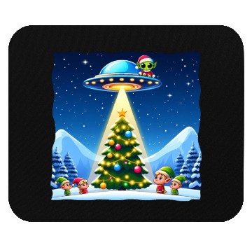 Discover Christmas Alien UFO Elf Abduction Mouse Pads