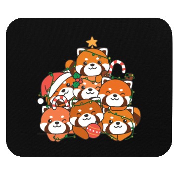 Discover Red Panda Christmas Tree Funny Animal Mouse Pads
