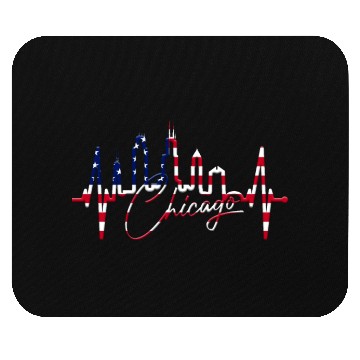 Discover Chicago Skyline Heartbeat USA Heart I Love Chicago Mouse Pads