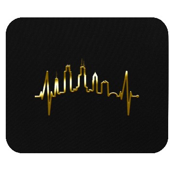 Discover Chicago Skyline Heartbeat USA Heart I Love Chicago Mouse Pads