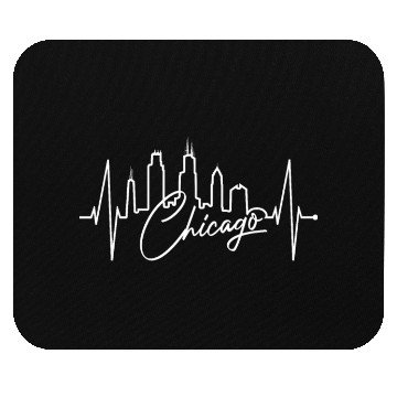Discover Chicago Skyline Heartbeat USA Heart I Love Chicago Mouse Pads