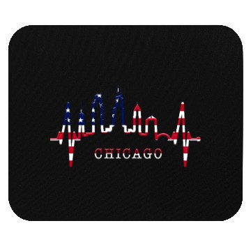 Discover Chicago Skyline Heartbeat USA Heart I Love Chicago Mouse Pads