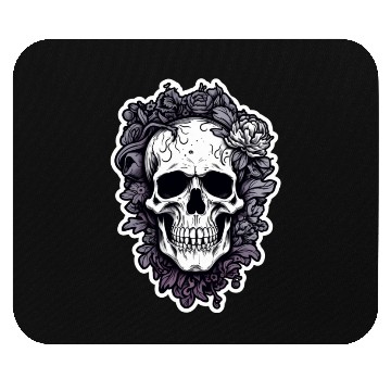 Discover Scary Skull With Flowers Mouse Pads