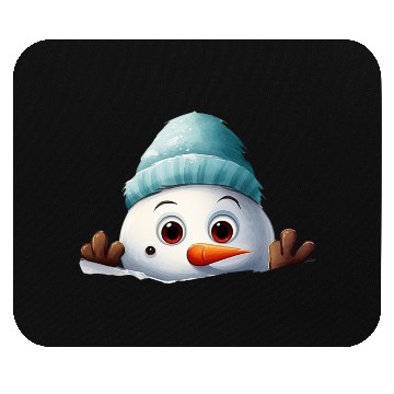 Discover Snowman Christmas watercolor Santa hat Mouse Pads