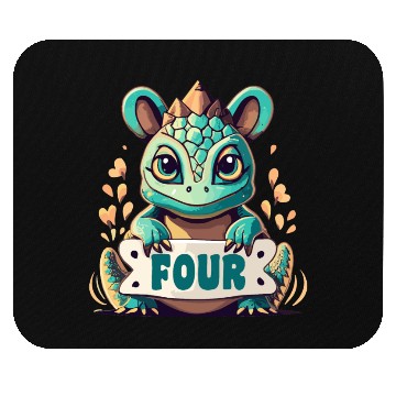 Discover Fantasy Reptile Creature With Word "Four" Mouse Pads