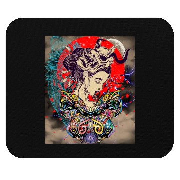 Discover Fusion Enigma - Skull, Wolf And Butterfly Mouse Pads