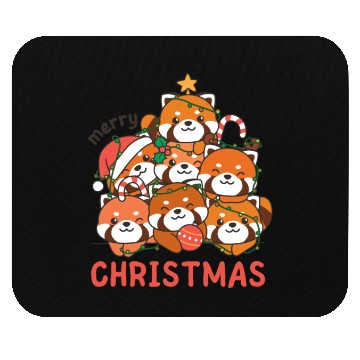 Discover Red Panda Christmas Tree Merry Christmas Mouse Pads