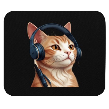 Discover Music Lover Cat V II on Unisex Poly Cotton Mouse Pads