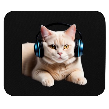 Discover Music Lover Cat V II on Unisex Poly Cotton Mouse Pads