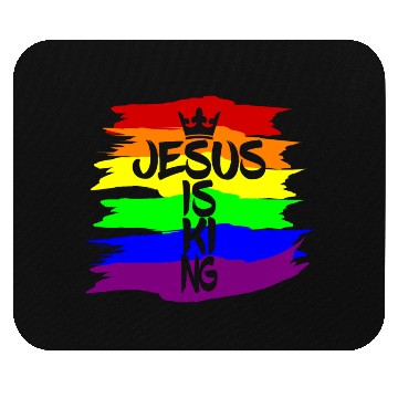 Discover Queer Jesus is King Cross Crown Rainbow Colors Mouse Pads