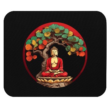 Discover Buddha Under Reggae Colored Bodhi Tree Mouse Pads