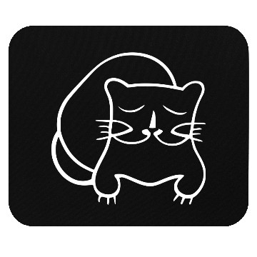 Discover Cat Line Art Sumi-e Vector Single Color Mouse Pads