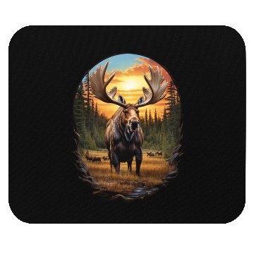 Discover Smiling Moose Grazing Mouse Pads