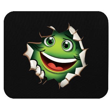 Discover Cute Happy Green Monster Peeking Out Of a Hole Mouse Pads