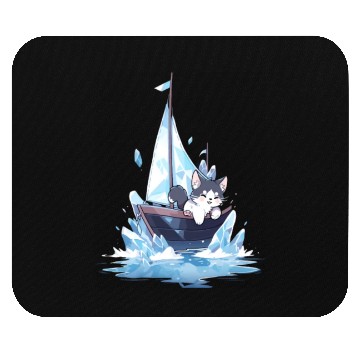 Discover Ice Sailing Cat Kitten Ice Sailor Ice Boating Mouse Pads