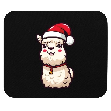 Discover CUte Llama Wearing Santa Hat Mouse Pads