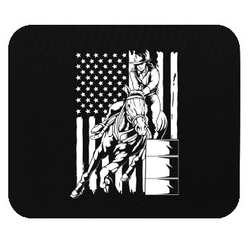 Discover 4th Of July Cowgirl Barrel Racing American Flag Mouse Pads