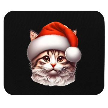 Discover Cute Kitten Wearing a Santa Claus Hat Mouse Pads