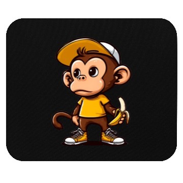 Discover Cool monkey with banana Mouse Pads