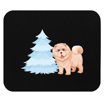 Discover Christmas tree and brown cute dog Mouse Pads