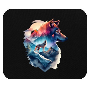 Discover wolf and a mountain natural scenery Mouse Pads