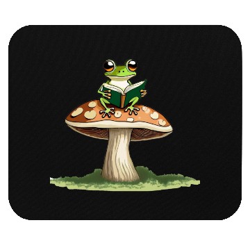 Discover Frog with a Book on Mushroom Mouse Pads