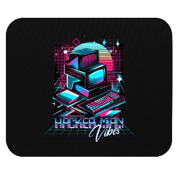 Discover Retro Neon Hacker Man Vibes 90s Mouse Pads