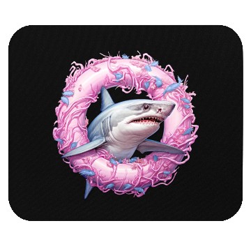 Discover shark in an inflatable ring Mouse Pads