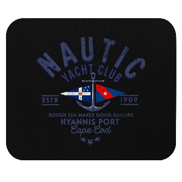 Discover Nautic Yacht Club Emblem Design Mouse Pads