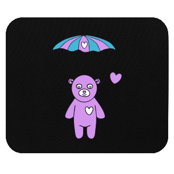 Discover Cheerful Purple Teddy bear with a Heart Balloon Mouse Pads