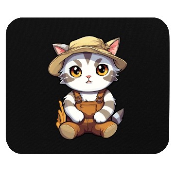 Discover Kawaii Cat Farmer Agriculturist Farming Cute Anime Mouse Pads