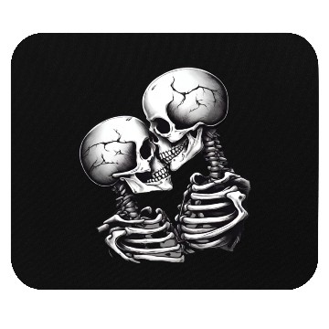 Discover Skeleton Kissing Lovers' Design: Eternal Embrace Mouse Pads