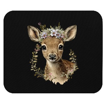 Discover Watercolor Floral Baby Deer Cute Mouse Pads