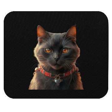 Discover I cat balck and red Mouse Pads