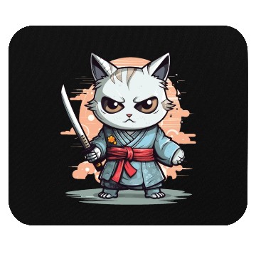 Discover Cute Samurai Cat Kawaii Japanese Ronin Aesthetic A Mouse Pads