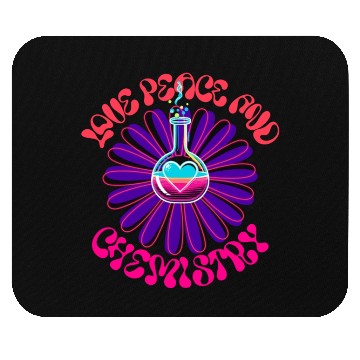 Discover Love Peace and Chemistry Retro Flower Power Mouse Pads
