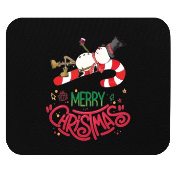 Discover Snowman Lying On Candy Cane Merry Christmas Mouse Pads