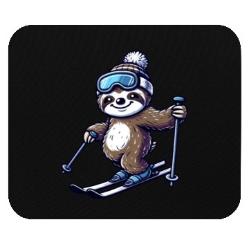 Discover Relaxed Sloth Skier – Winter Fun on the Slopes Mouse Pads