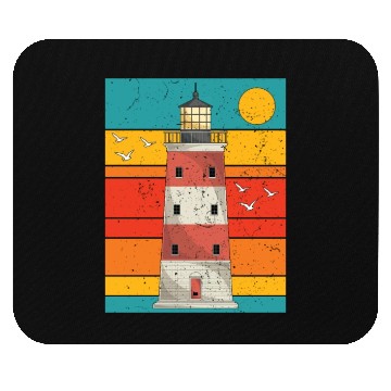 Discover Retro full moon sea gift lighthouse Mouse Pads