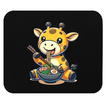 Discover Cute Giraffe Eats Ramen Noodles Giraffe Ramen Mouse Pads