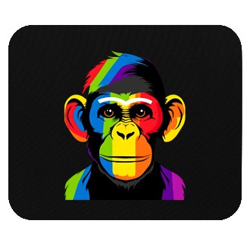 Discover Expressive Chimpanzee in Colorful Graphic Artwork Mouse Pads