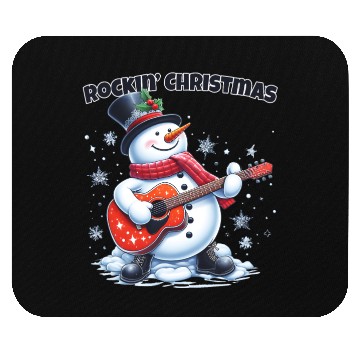 Discover Merry Rockin' Christmas Snowman Mouse Pads