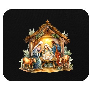 Discover Nativity scene with Mary Joseph Baby Jesus Mouse Pads