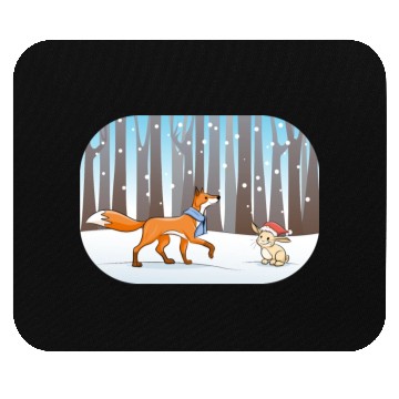 Discover fox and rabbit in a winter forest Mouse Pads