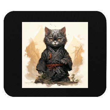 Discover Cute Ninja Cat Happy Japanese Art Mouse Pads