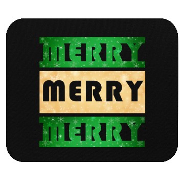 Discover Merry Merry Merry Green and Gold Mouse Pads