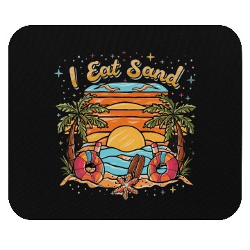 Discover 60s Psychedelic I Eat Sand and Sunrise Beach Mouse Pads