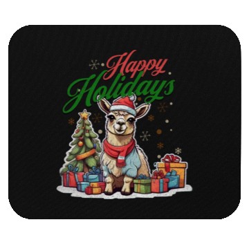 Discover Happy Holidays cute llama Mouse Pads